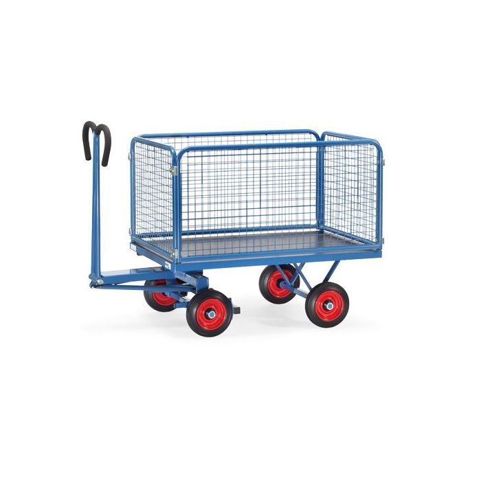 fetra Handpritschenwagen, 600mm Drahtgitterwände, blau