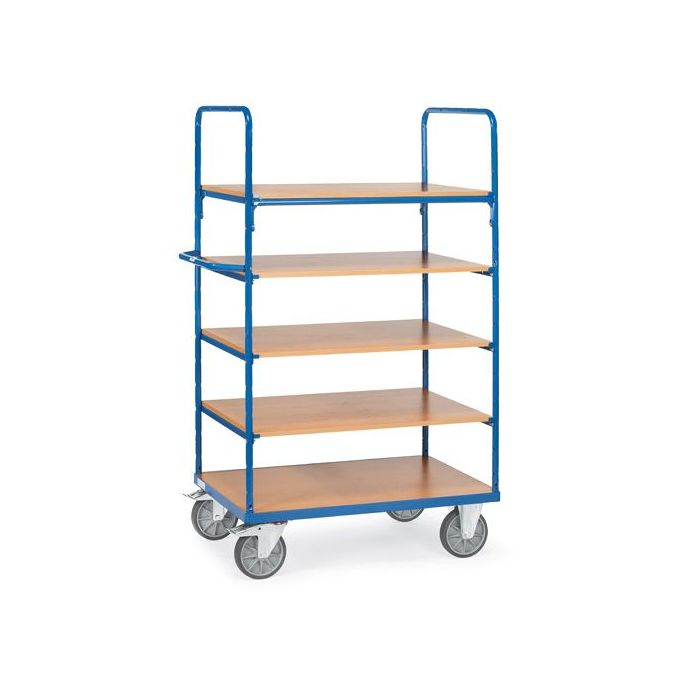 fetra Etagenwagen mit 5 Böden, Tragkraft 600 kg, blau
