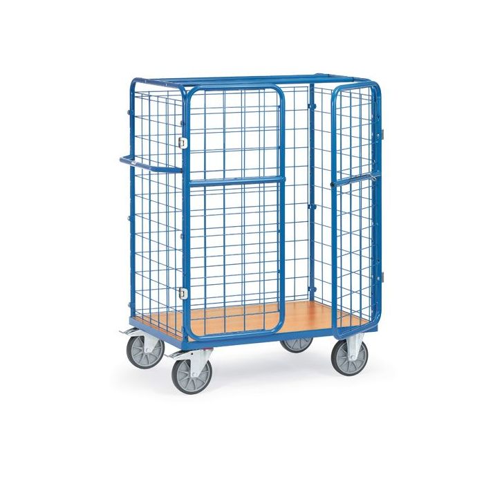 fetra Paketwagen mit 1 Boden, Doppelflügeltüren, 600 kg, blau, 1552 mm