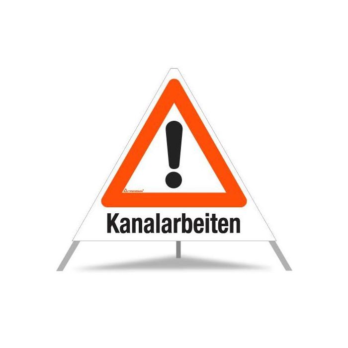 Triopan Faltsignal, Gefahrenstelle, Kanalarbeiten, weiß tagesleuchtend