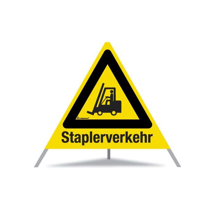 Triopan Faltsignal, Warnzeichen Staplerverkehr, gelb tagesleuchtend, SL 70 cm