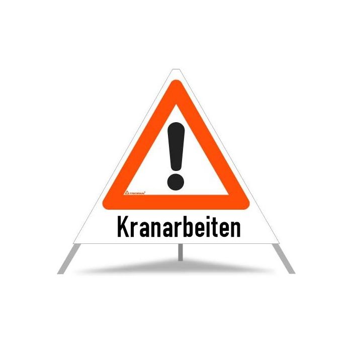 Triopan Faltsignal, Gefahrenstelle, Kranarbeiten, weiß tagesleuchtend, SL 70 cm