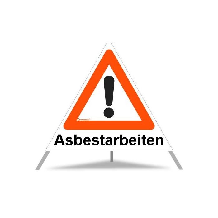 Triopan Faltsignal, VZ 101 Gefahrenstelle, Asbestarbeiten, weiß tagesleuchtend, SL 70 cm