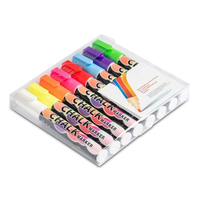 Bunte Kreidestifte 6 mm, 8er Set, für glatte Oberflächen wie Glas, Whiteboard