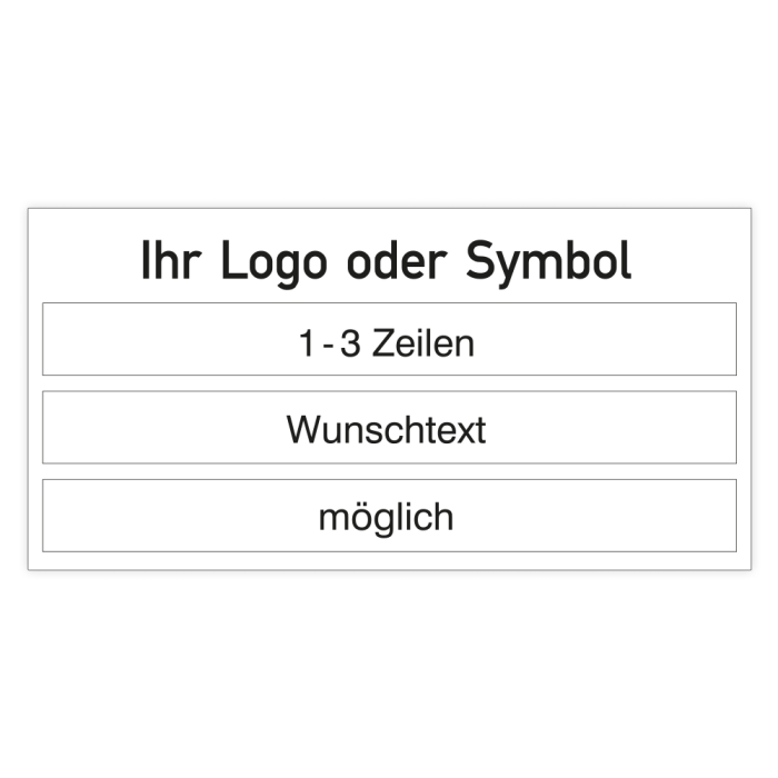 Kunststoffschilder bedruckt, mit Wunschsymbol und -logo, 100 × 50 mm, Farben nach Ihrer Wahl