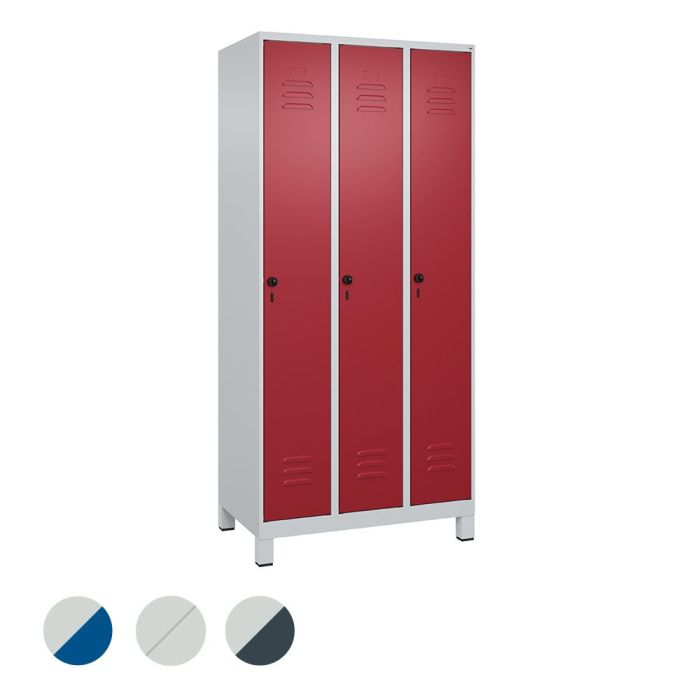 C+P Umkleidespind Classic PLUS auf Füßen, 3 Abteile, 1950x900x500mm , versch. Farben