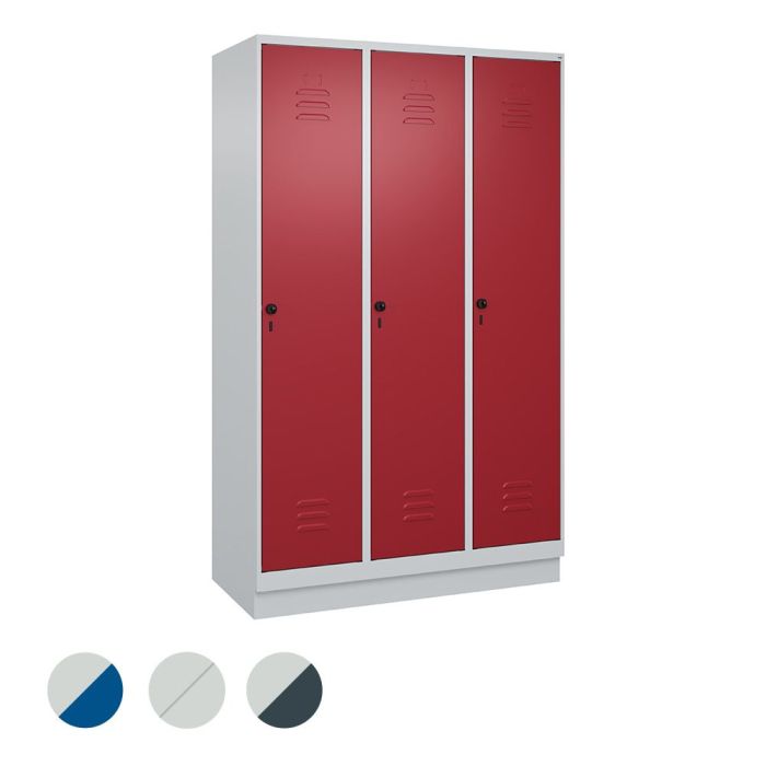 C+P Umkleidespind Classic PLUS auf Sockel, 3 Abteile, 1950x1200x500mm , versch. Farben
