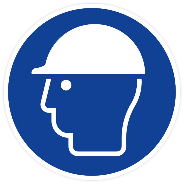Gebotsschild, Kopfschutz benutzen, ISO 7010