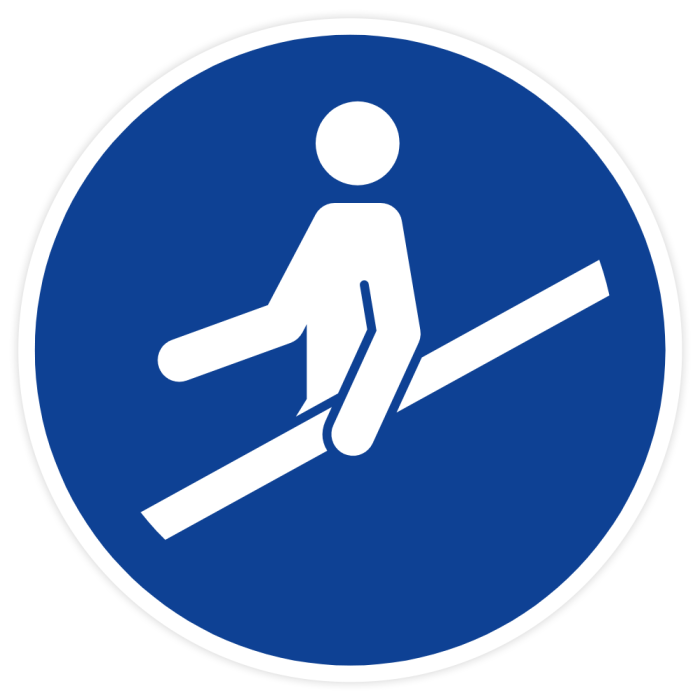 Gebotsschild, Handlauf benutzen, ISO 7010