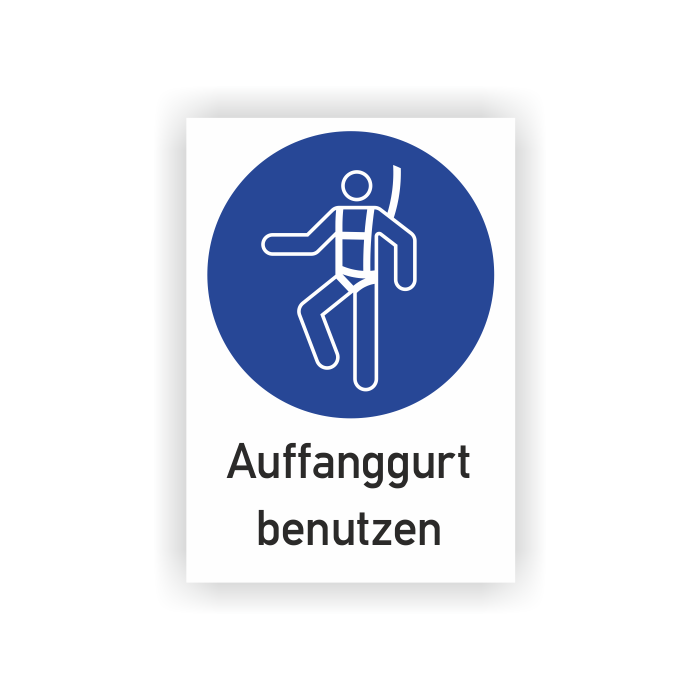 Gebotsschild, Auffanggurt benutzen, ISO 7010