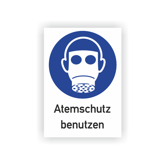Gebotsschild, Atemschutz benutzen, ISO 7010, Aluminium