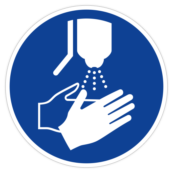 Gebotsschild, Hände desinfizieren, ISO 7010