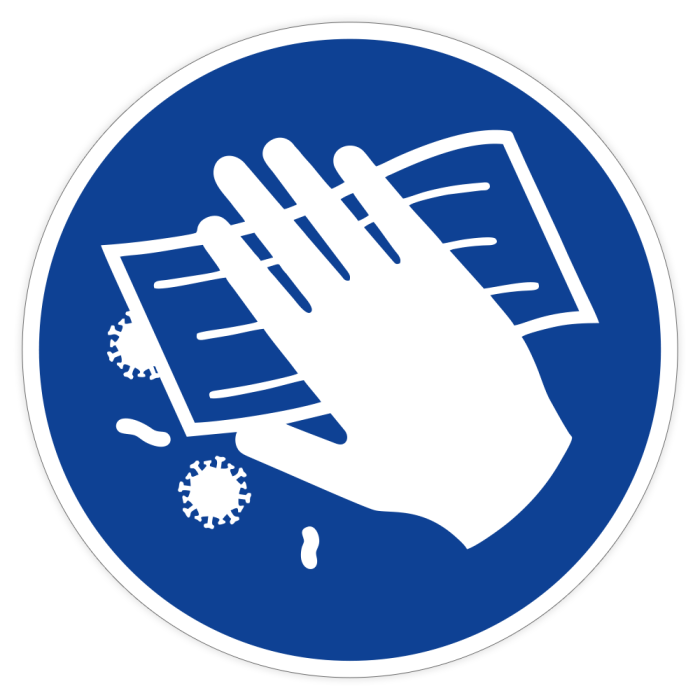 Gebotszeichen, Fläche desinfizieren, ISO 7010