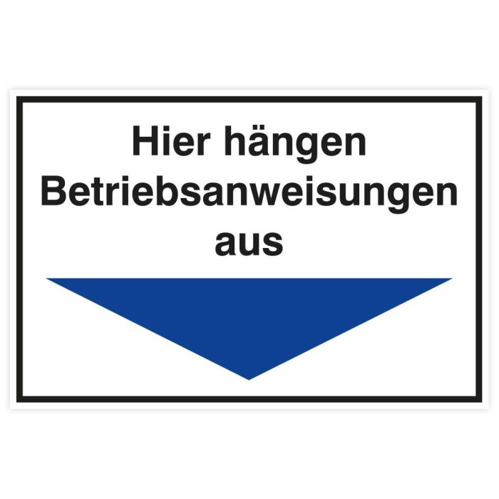 Sicherheitsaushang, Hinweis a. Betriebsanweisungen Pfeil blau, Kunststoff, 300 x 200 mm