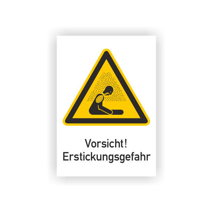 Warnschild, Vorsicht! Erstickungsgefahr, ISO 7010, Kunststoff, 210 x 297 mm