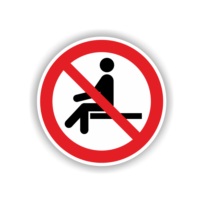 Verbotsschild, Sitzen verboten, ISO 7010, Aufkleber, Folie, d = 100 mm