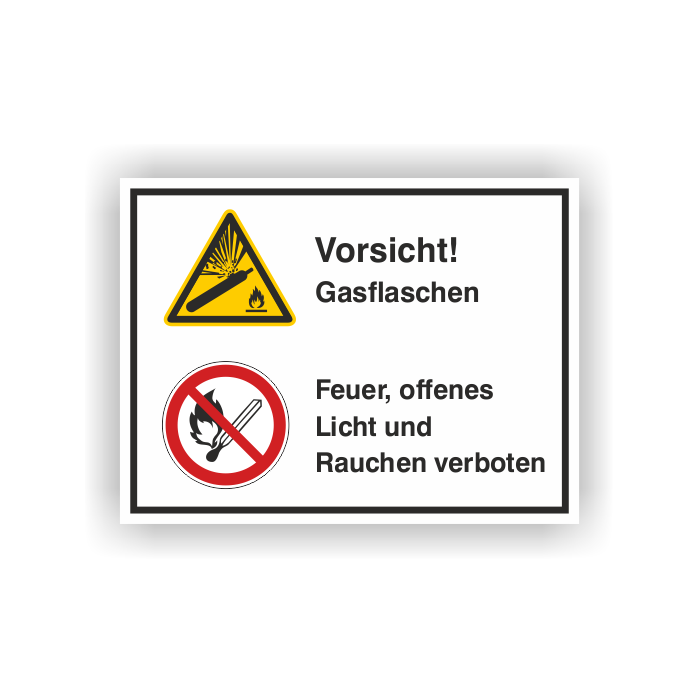 Kombischild, Vorsicht! Gasflaschen .., verschiedene Ausführungen, 200 x 150 mm