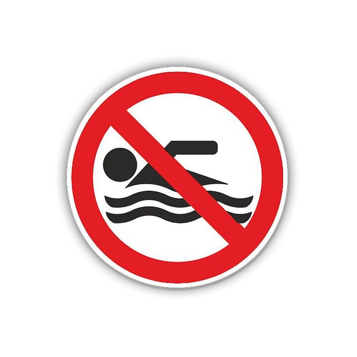 Verbotsschild, Schwimmen verboten, ISO 7010, DIN 4844-2,