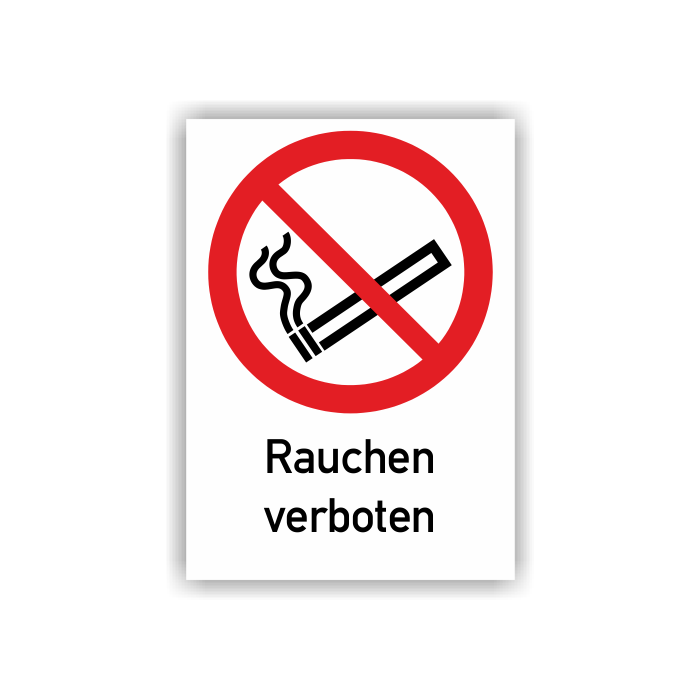 Verbotsschild, Rauchen verboten, ISO 7010, Kombischild