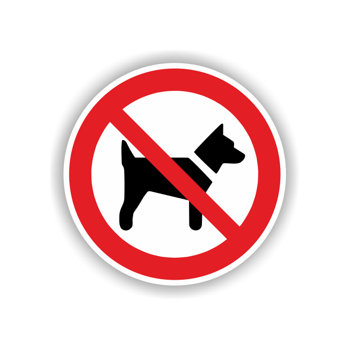 Verbotsschild, Mitführen von Hunden verboten, ISO 7010