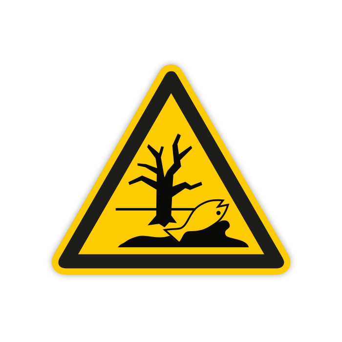 Warnschild, Warnung v. Stoff, d. Umweltgefährdung verursacht, ISO 7010, Aufkleber, Folie, SL=100 mm