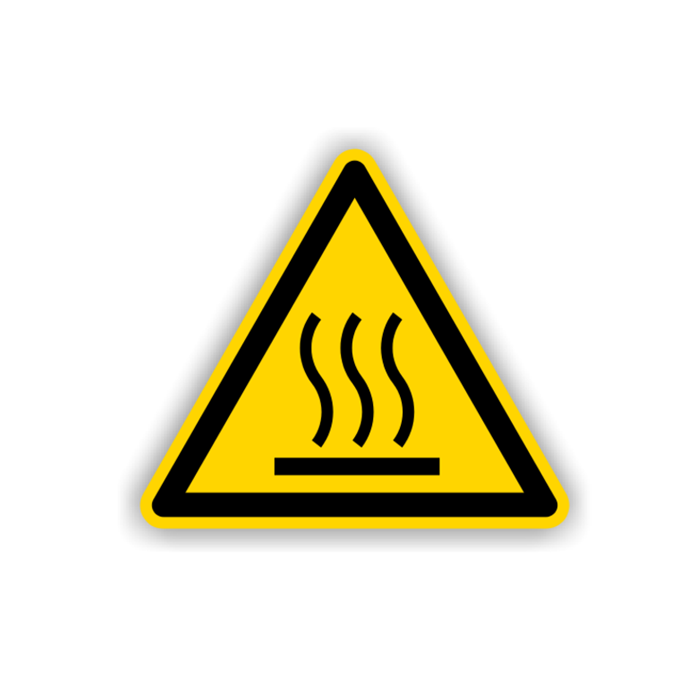 Warnschild, Warnung vor heißer Oberfläche,  ISO 7010, für Temperaturen bis 150 °C