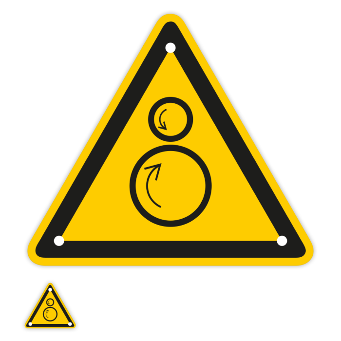 Warnschild, Warnung vor gegenläufigen Rollen, ISO 7010, INOXTREME®, Edelstahl, extrem beständig