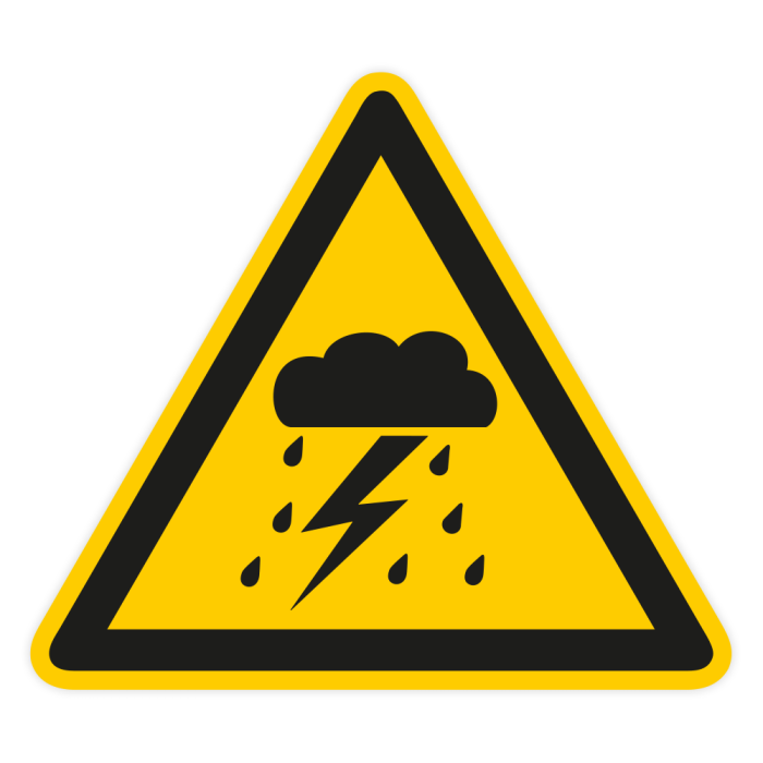 Warnschild, Warnung vor Gewitter, Aluminium, SL = 200 mm