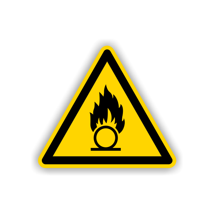 Warnschild, Warnung vor brandfördernden Stoffen, ISO 7010