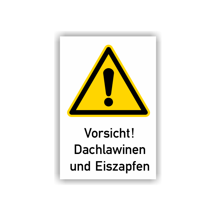 Warnschild, Vorsicht! Dachlawinen und Eiszapfen, ISO 7010, Aluminium, 300 x 450 mm