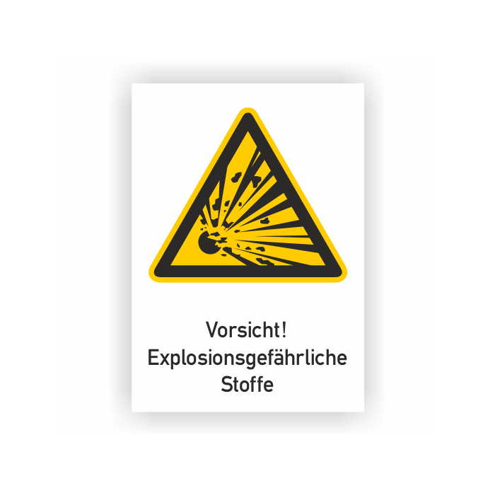 Warnschild, Vorsicht! Explosionsgefährliche Stoffe ISO 7010