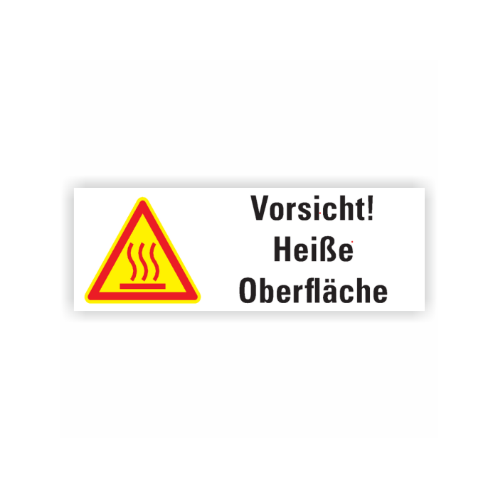 Thermo-Warnschild, Vorsicht! Heiße Oberfläche, Aufkleber, Folie, 210 x 74 mm, temp.bis 80 °C