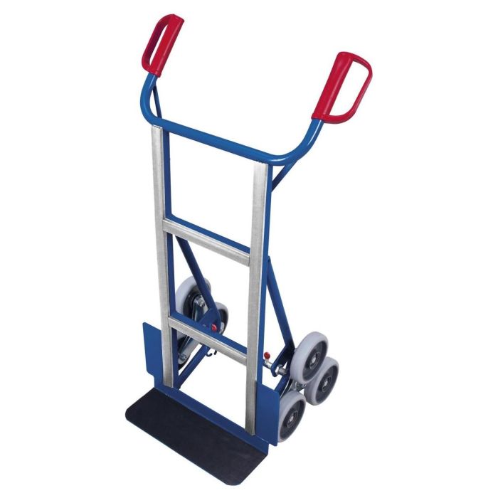 VARIOfit Gerätekarre, 2 dreiarmige Radsterne, Traglast 250 kg, TPR-Räder, 150x450mm, blau