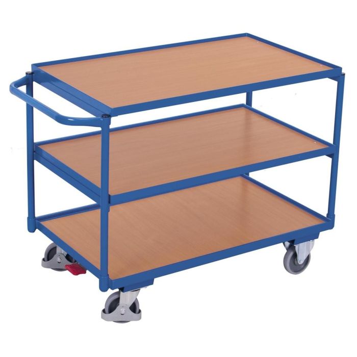 VARIOfit Tischwagen mit 3 Ladeflächen, Traglast 250 kg, verschiedene Abmessungen, blau