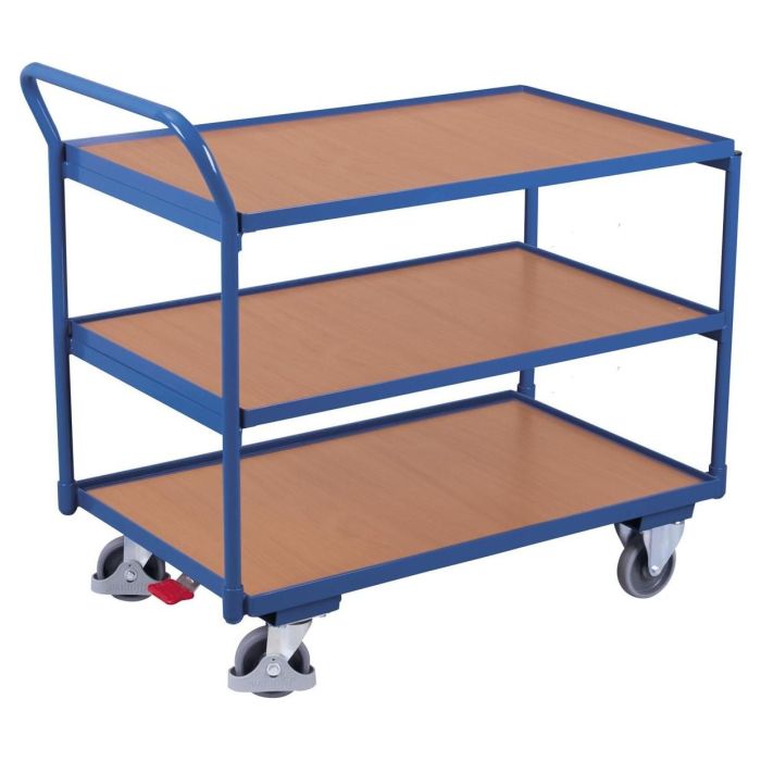 VARIOfit Tischwagen mit 3 Ladeflächen, Traglast 250 kg, verschiedene Abmessungen, blau