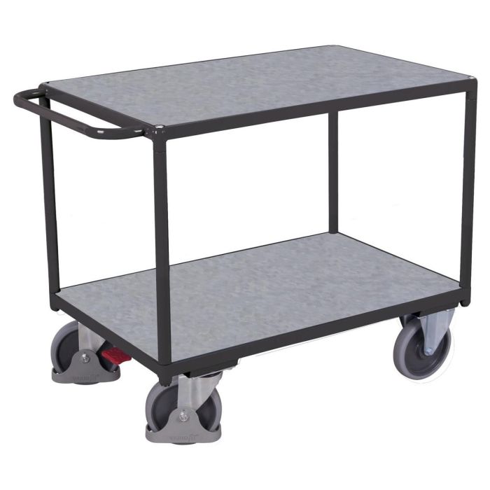 VARIOfit Schwerer Tischwagen mit 2 Ladeflächen aus Zinkblech, verschiedene Abmessungen, anthrazit