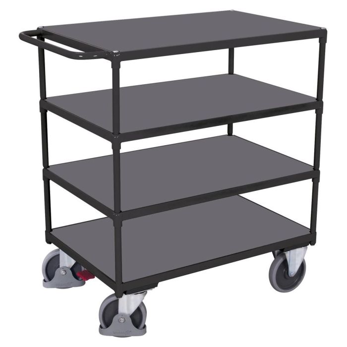 VARIOfit Schwerer Tischwagen mit 4 Ladeflächen, 500 kg, verschiedene Abmessungen, anthrazit