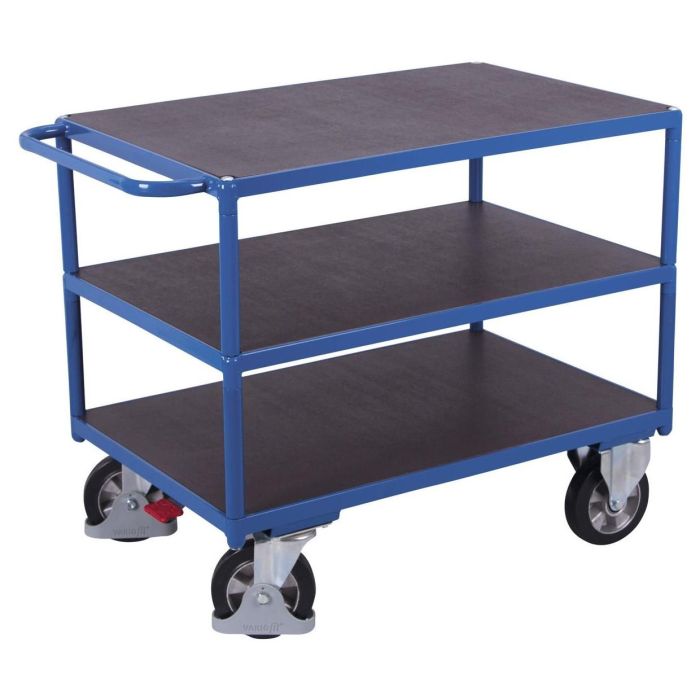 VARIOfit Schwerlast Tischwagen mit 3 Ladeflächen, 1000 kg, verschiedene Abmessungen, blau