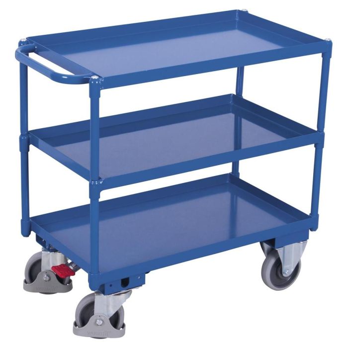 VARIOfit Tischwagen mit 3 Ladeflächen, Traglast 400 kg, verschiedene Abmessungen, blau
