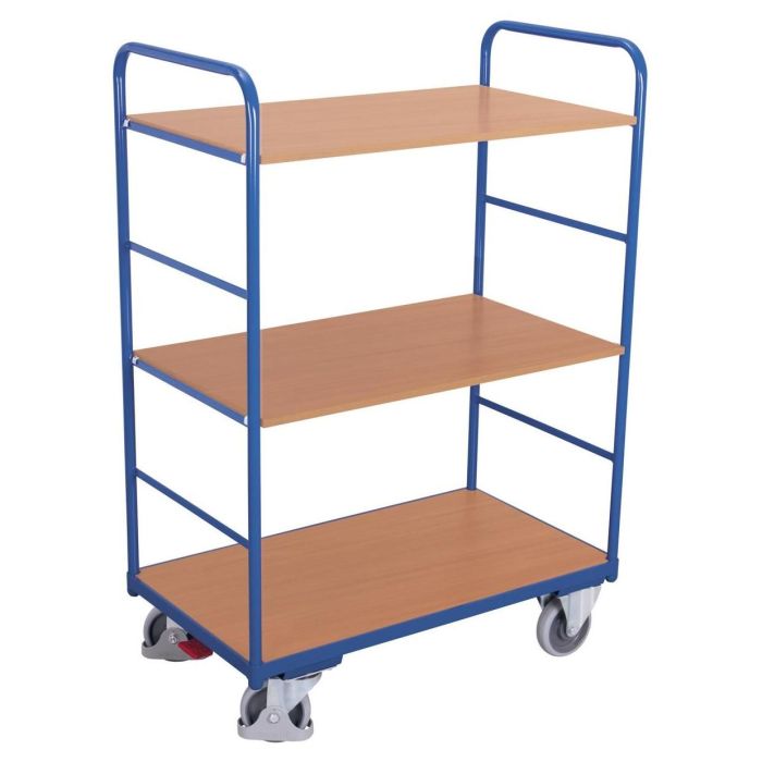 VARIOfit Etagenwagen hoch, Traglast 250 kg, 3 Böden, verschiedene Abmessungen, blau