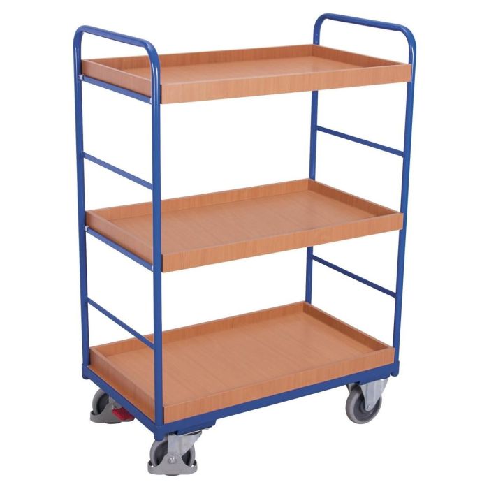 VARIOfit Etagenwagen hoch, Traglast 250 kg, 3 Tabletts, verschiedene Abmessungen, blau
