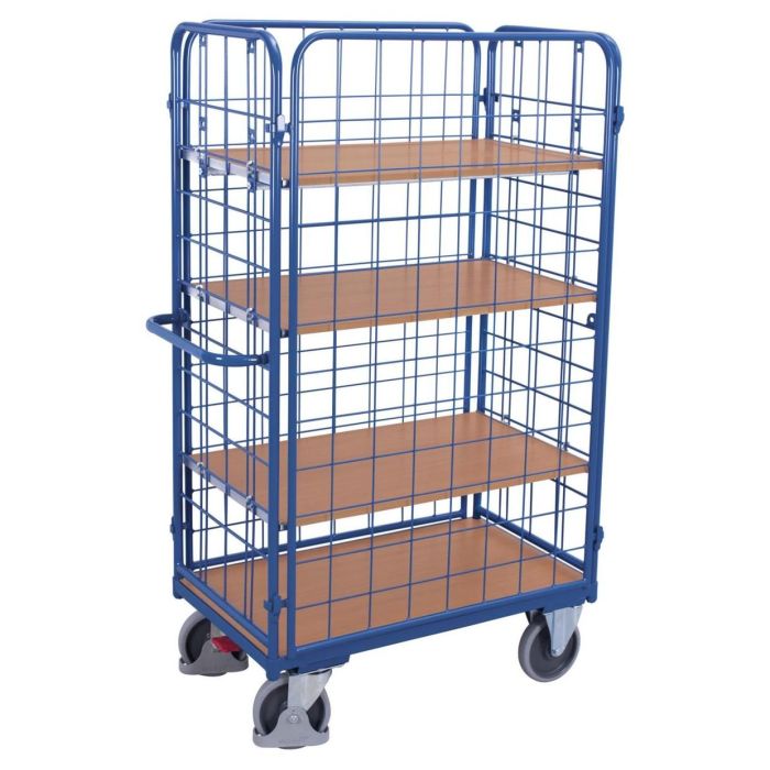 VARIOfit Etagenwagen hoch, 400 kg oder 500 kg, 4 Böden, 2 Längswände, versch. Abmessungen, blau