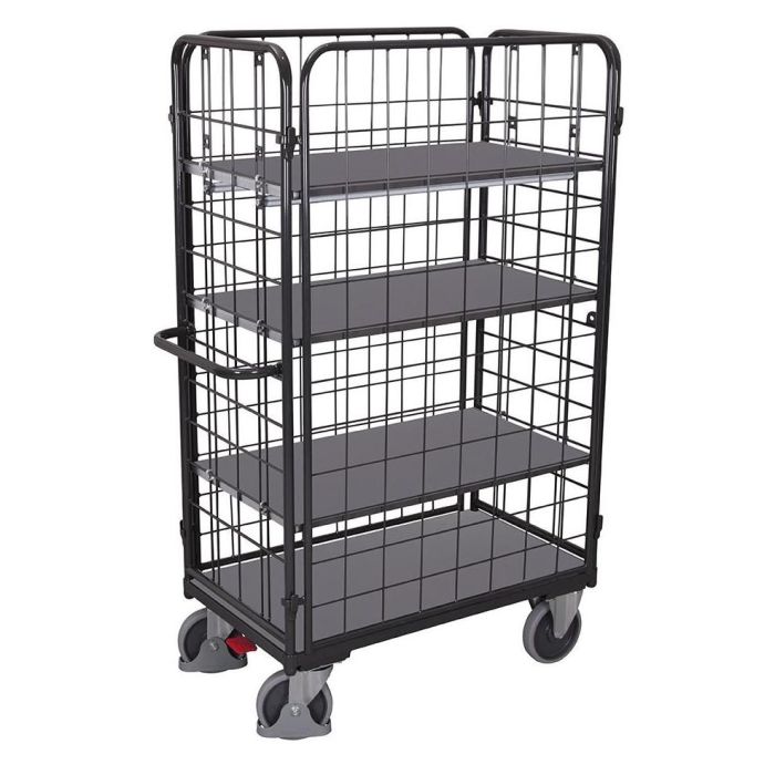 VARIOfit Etagenwagen hoch, 400 kg oder 500 kg, 4 Böden, 2 Längswände,versch. Abmessungen, anthrazit