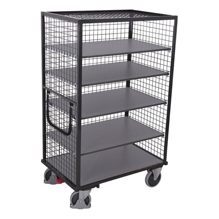 VARIOfit Etagenwagen fest verschweißt, 500 kg, 5 Böden, Gitter, verschiedene Abmessungen, anthrazit