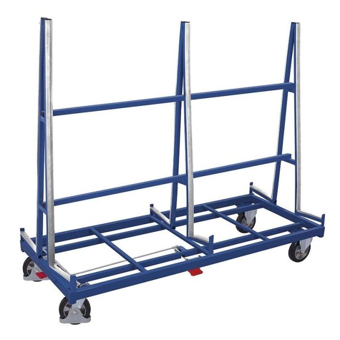 VARIOfit Plattenwagen zweiseitig, Traglast 1200 kg 2 Ladeflächen, verschiedene Abmessungen, blau