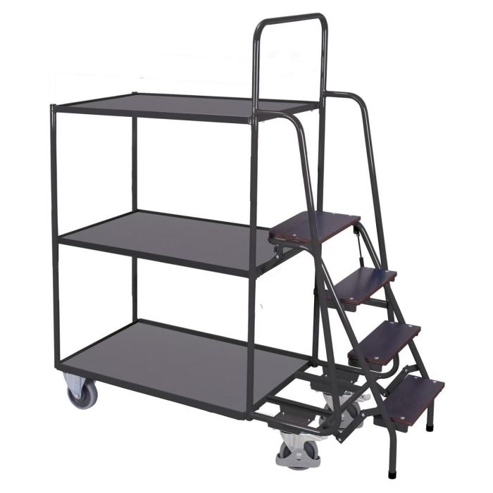 VARIOfit Kommissionierwagen hoch, mit 3 oder 4 Ladeflächen, Traglast 250 kg, 985x590mm, anthrazit