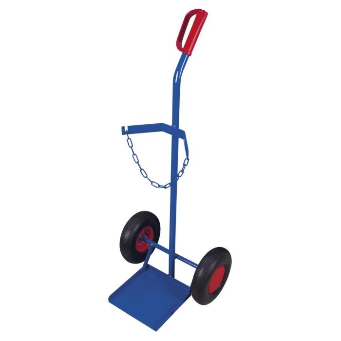 VARIOfit Stahlflaschenkarre für 1 Flasche 40-50l, 100 kg, verschiedene Radsätze, 260x255mm, blau