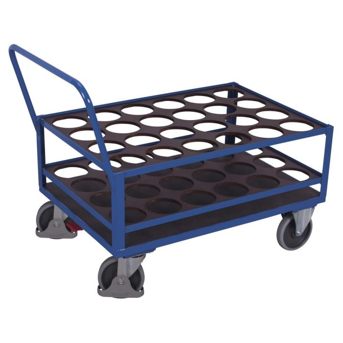 VARIOfit Stahlflaschenwagen, Traglast 500 kg, 1 Boden, verschiedene Ausführungen, blau