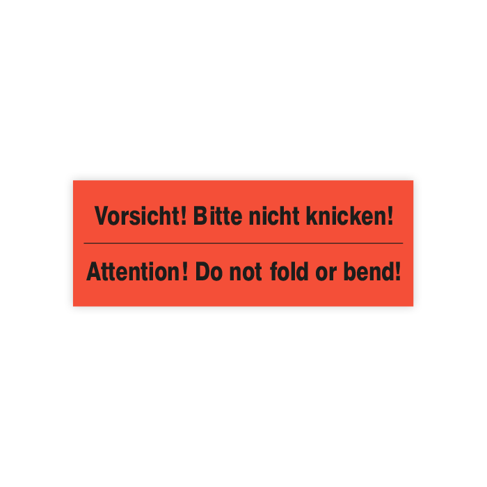 Paketaufkleber "Vorsicht! Bitte nicht knicken!", auf Rolle, 135 x 50 mm, rot, zweisprachig