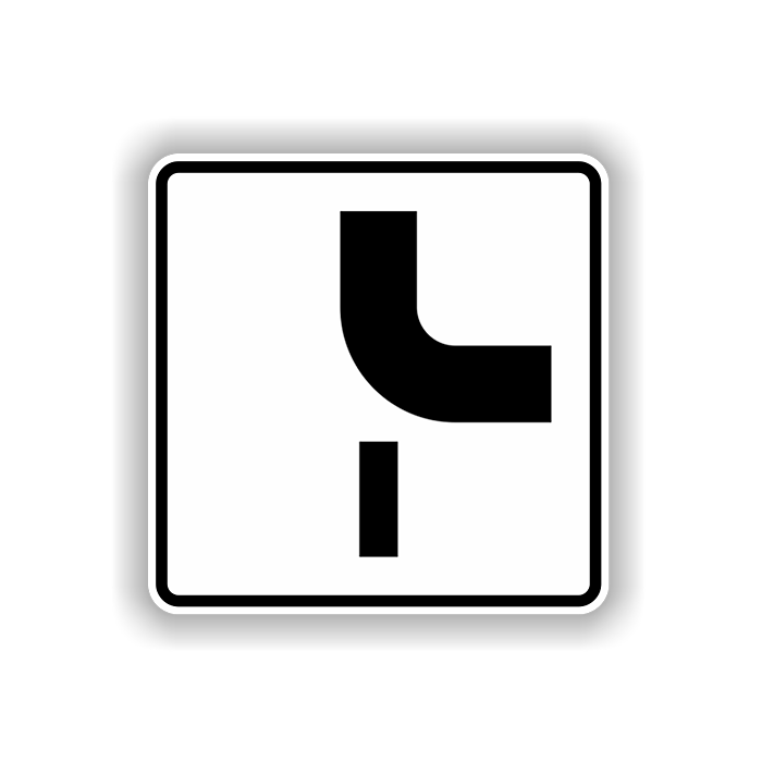 Zusatzzeichen StVO, Verlauf der Vorfahrtstraße VZ 1002-24, Alu 2 mm